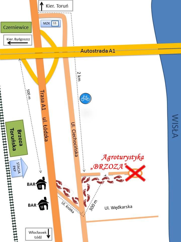 Mapa dojazdu - Agroturystyka BRZOZA